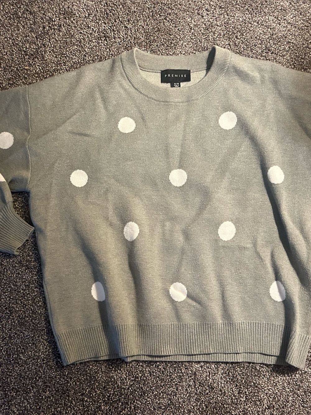 Premise Gray Polka Dot Crewneck Sweater